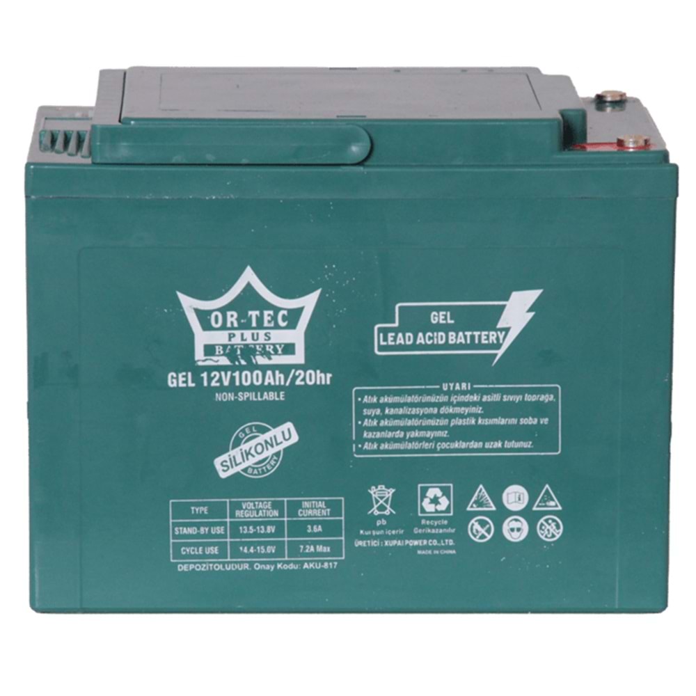 Or-Tec 12V 100A Elektrikli Jel Akü