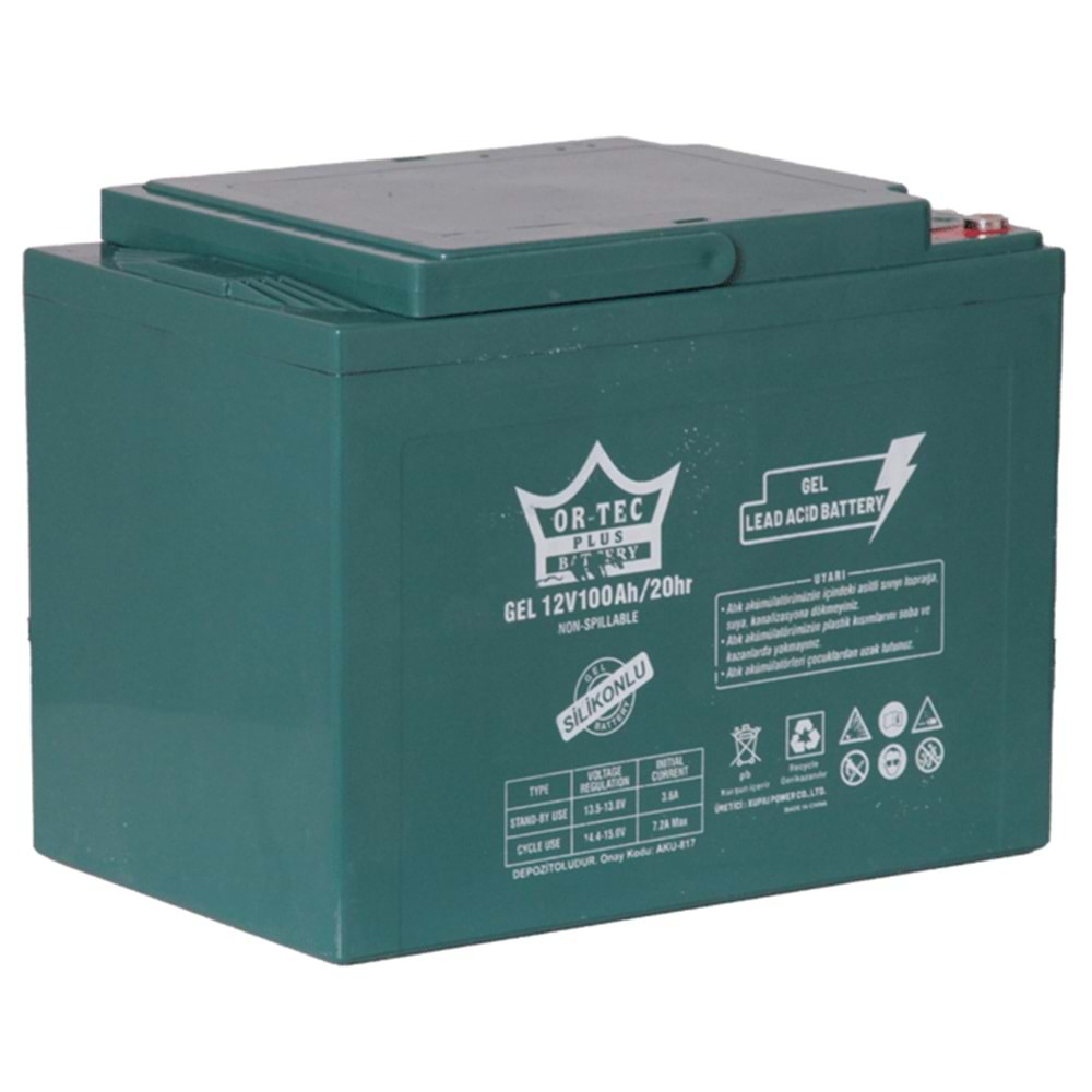 Or-Tec 12V 100A Elektrikli Jel Akü