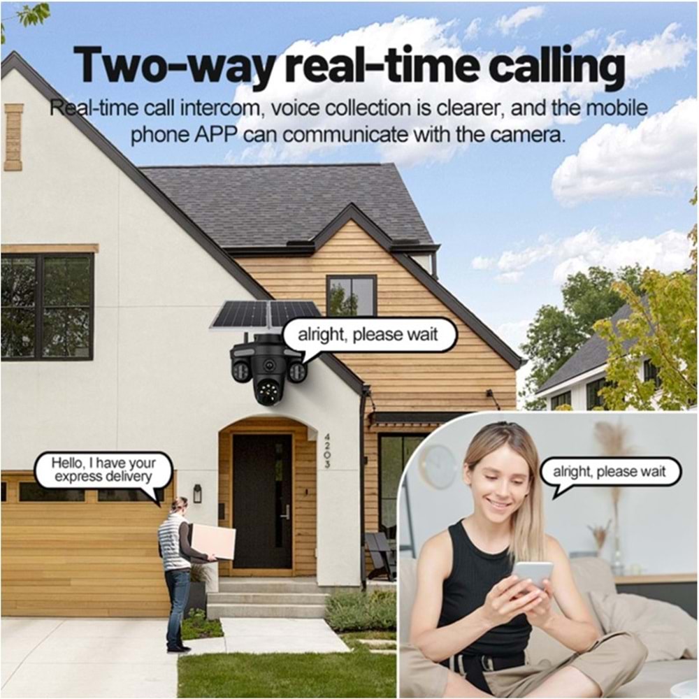 Pulnıx AOV Teknolojisi 4G Solar Kamera IPC 4 Kameralı 7/24 Kayıt