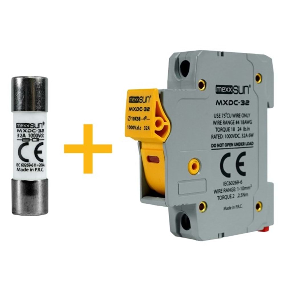 Mexxsun DC Sigorta + Sigorta Yuvası (32A 1000V)