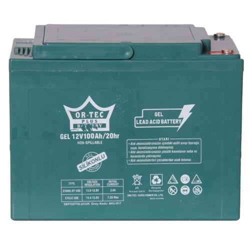Or-Tec 12V 100A Elektrikli Jel Akü