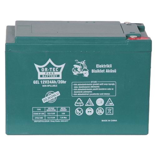 Or-Tec 12V 24A Elektrikli Jel Akü
