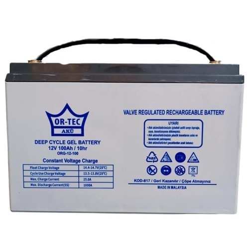 Or-Tec 12V 100A Jel Akü