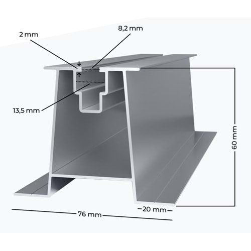 Okyay Enerji H60 30CM Aliminyum Montaj Rayı