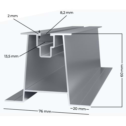 Okyay Enerji H60 55CM Aliminyum Montaj Rayı