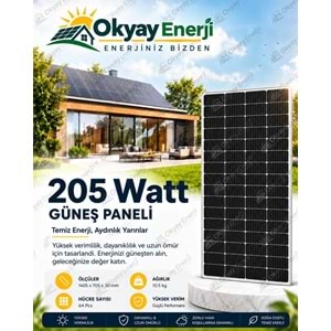 Okyay Enerji 205 Watt MonoKristal Güneş Paneli A+
